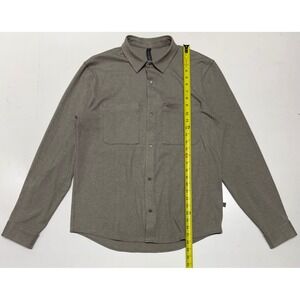 Lululemon Mens Long Sleeve Snap Button Down Shirt Grey Taupe Large L Overshirt
